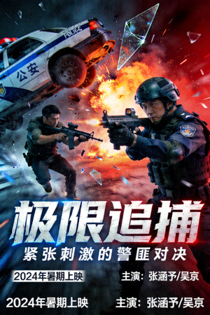 动作电影《极限追捕》宣传海报 - 紧张刺激的警匪对决