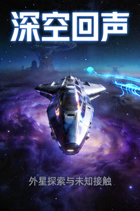 科幻电影《深空回声》概念海报 - 外星探索与未知接触